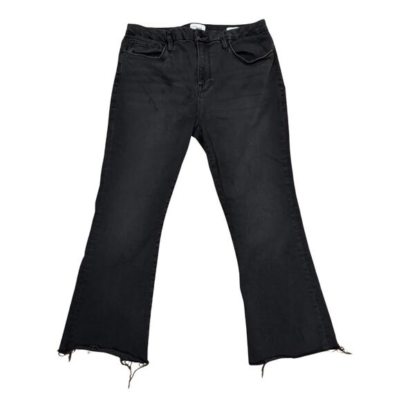 FRAME Le Crop Mini Boot Black Jeans 33 High Rise Designer Denim - Picture 1 of 6